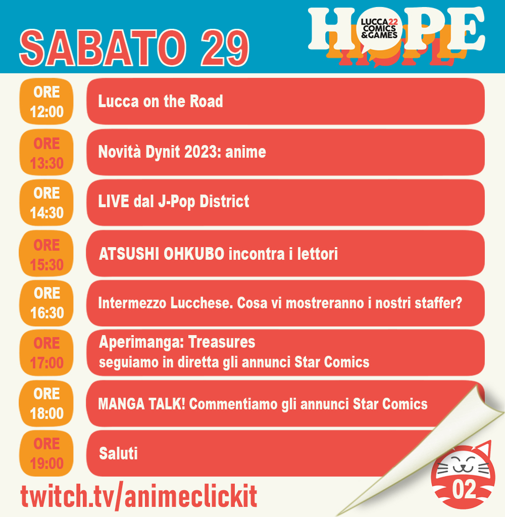 Programma Twitch AnimeClick al Lucca Comics 2022